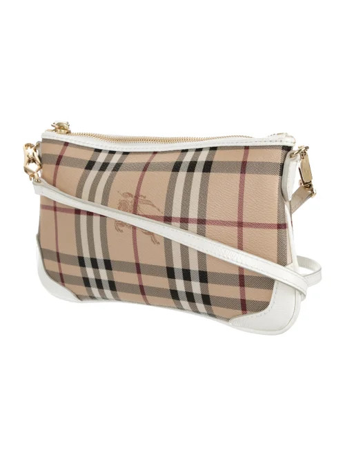 Burberry Leather-Trimmed Haymarket Check Crossbody Bag - Handbags -
          BUR140729 | The Rea... | The RealReal