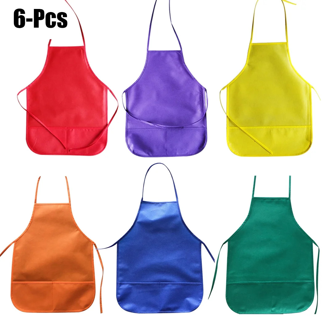 Kids' Apron Creative Solid Color Non-woven Drawing Apron Art Smock with Front Pockets for Kids - ... | Walmart (US)