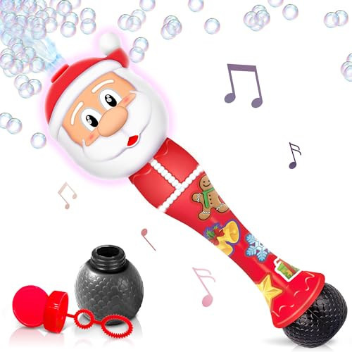 ArtCreativity Light Up Christmas Santa Bubble Wand for Kids, 14" Bubble Blower with Lights & Sound Effects, Bubbles for Kids Ages 1-6 Bubble Toys, Christmas Goodie Bag Stocking Stuffers for Toddlers | Amazon (US)