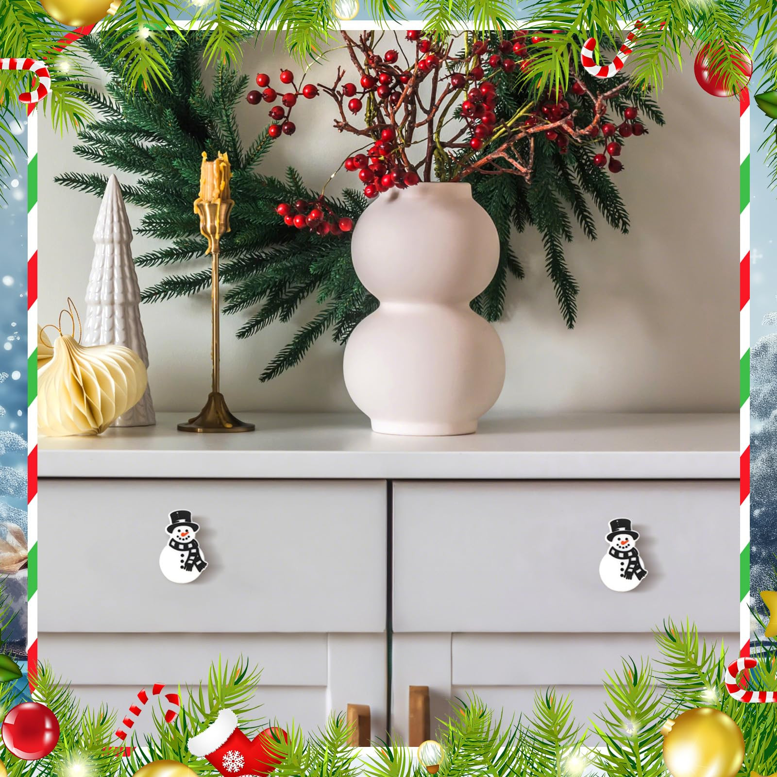 Moxweyeni 12 Pieces Christmas Knobs Covers for Cabinet Kitchen Snowman Silicone Hand Cabinet Knob... | Amazon (US)