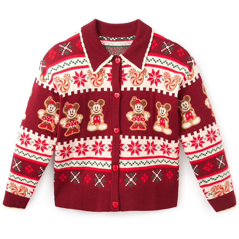 Mickey and Minnie Mouse Gingerbread Fair Isle Cardigan for Adults by Her Universe | Disney Store