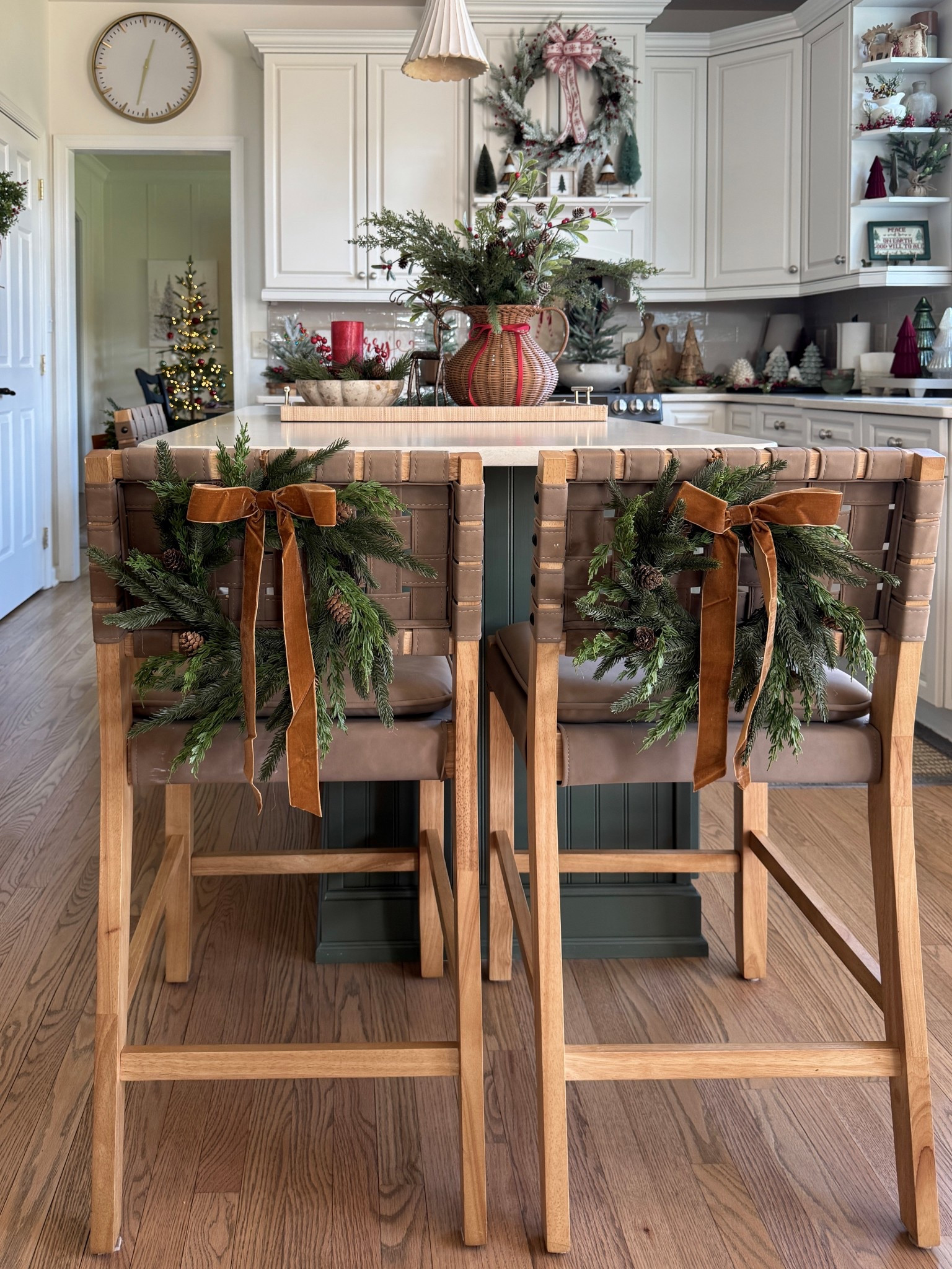 Add a simple touch with this small real-touch Christmas wreath and your favorite ribbon or bow to any chair or counter stool! 

#LTKHome #LTKHoliday #LTKFindsUnder50
