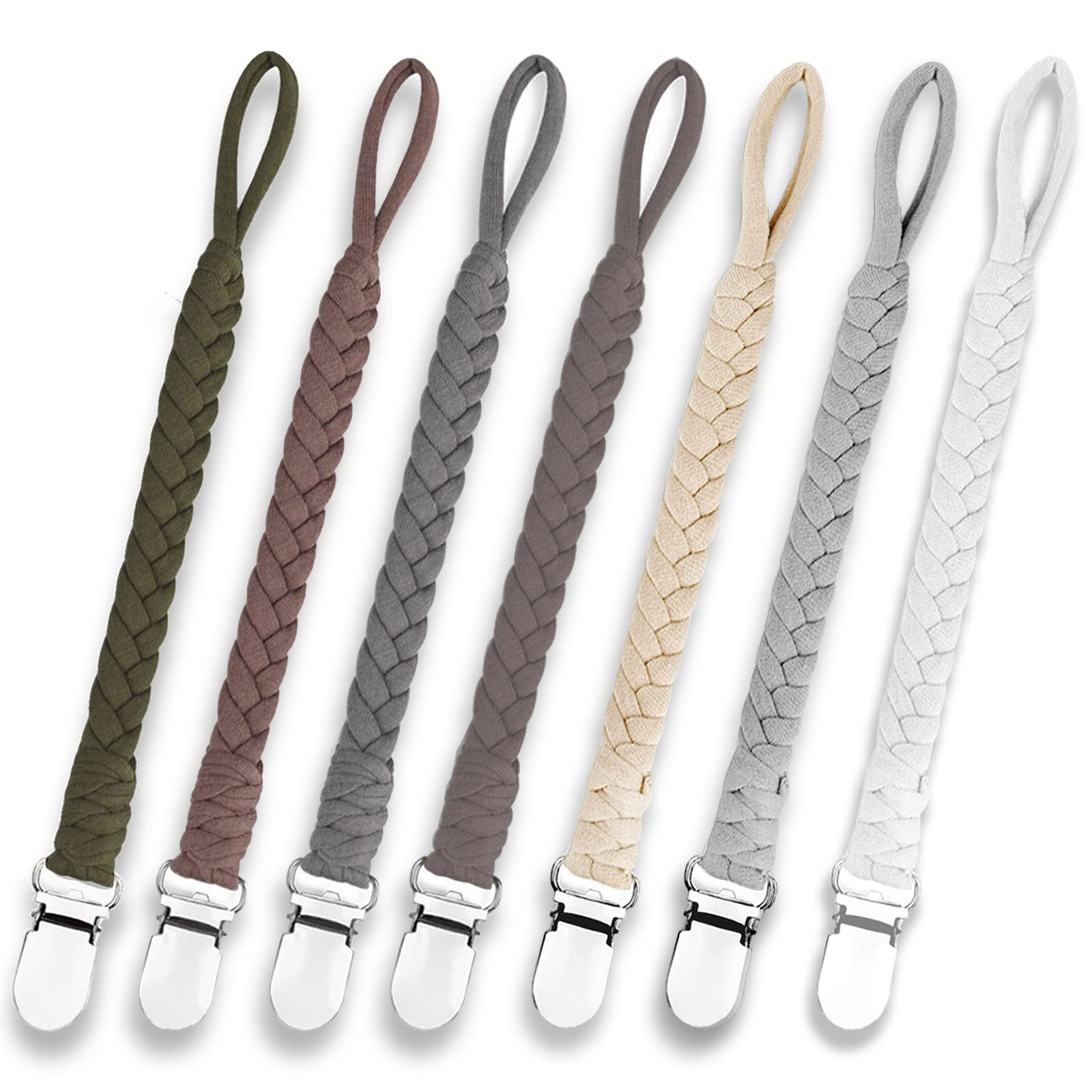 7 Pcs Braided Pacifier Clip, Pacifier Clips for Boys & Baby Girls, Pacifier Holder Clip Binky Cli... | Amazon (US)