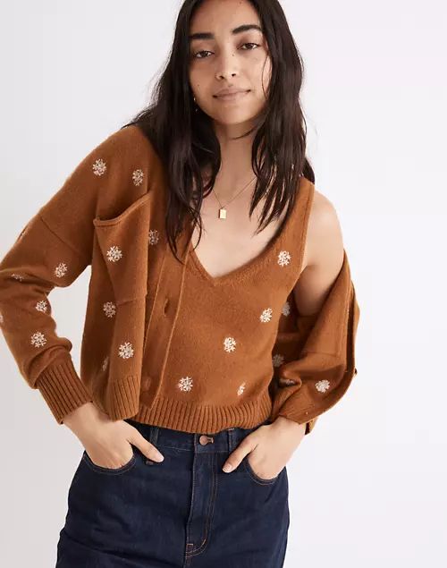 Floral-Embroidered V-Neck Sweater Tank | Madewell