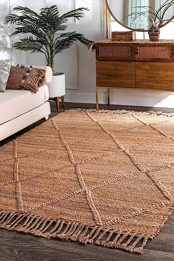 nuLOOM Arienne Braided Tassel Jute Area Rug, 5' x 8', Natural | Amazon (US)