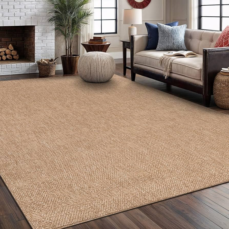 Washable Easy Jute Rug 5x7, Indoor Outdoor Rugs Natural Color Farmhouse Area Rugs for Living Room... | Amazon (US)