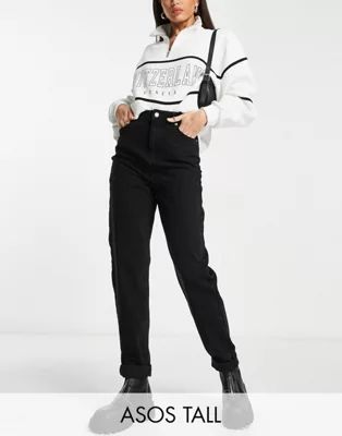 ASOS DESIGN Tall high rise 'original' mom jeans in black | ASOS (Global)