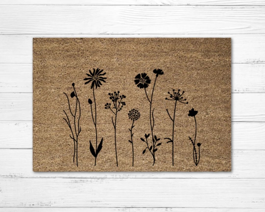 Wild Flower Doormat, Custom Welcome Mat, Flower Door Mat, Wedding Gift, Bridal Shower Gift, Sprin... | Etsy (US)
