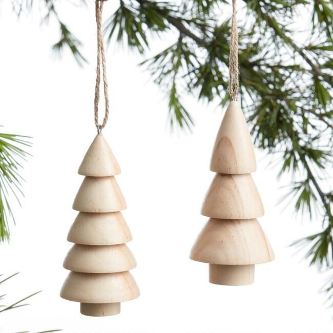 Wood Tree Ornaments Set Of 2 | World Market