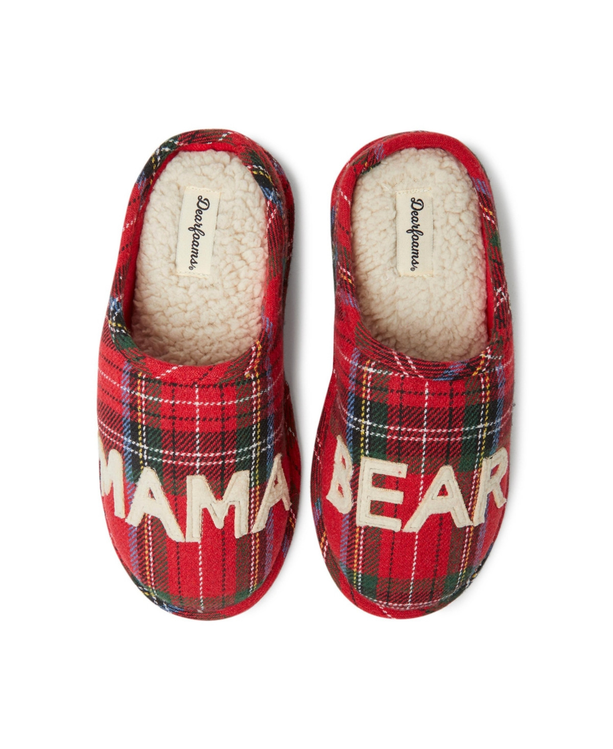 Dearfoams Women's Plaid Mama Bear Mom Clog House Slipper - Red plaid | Macy's