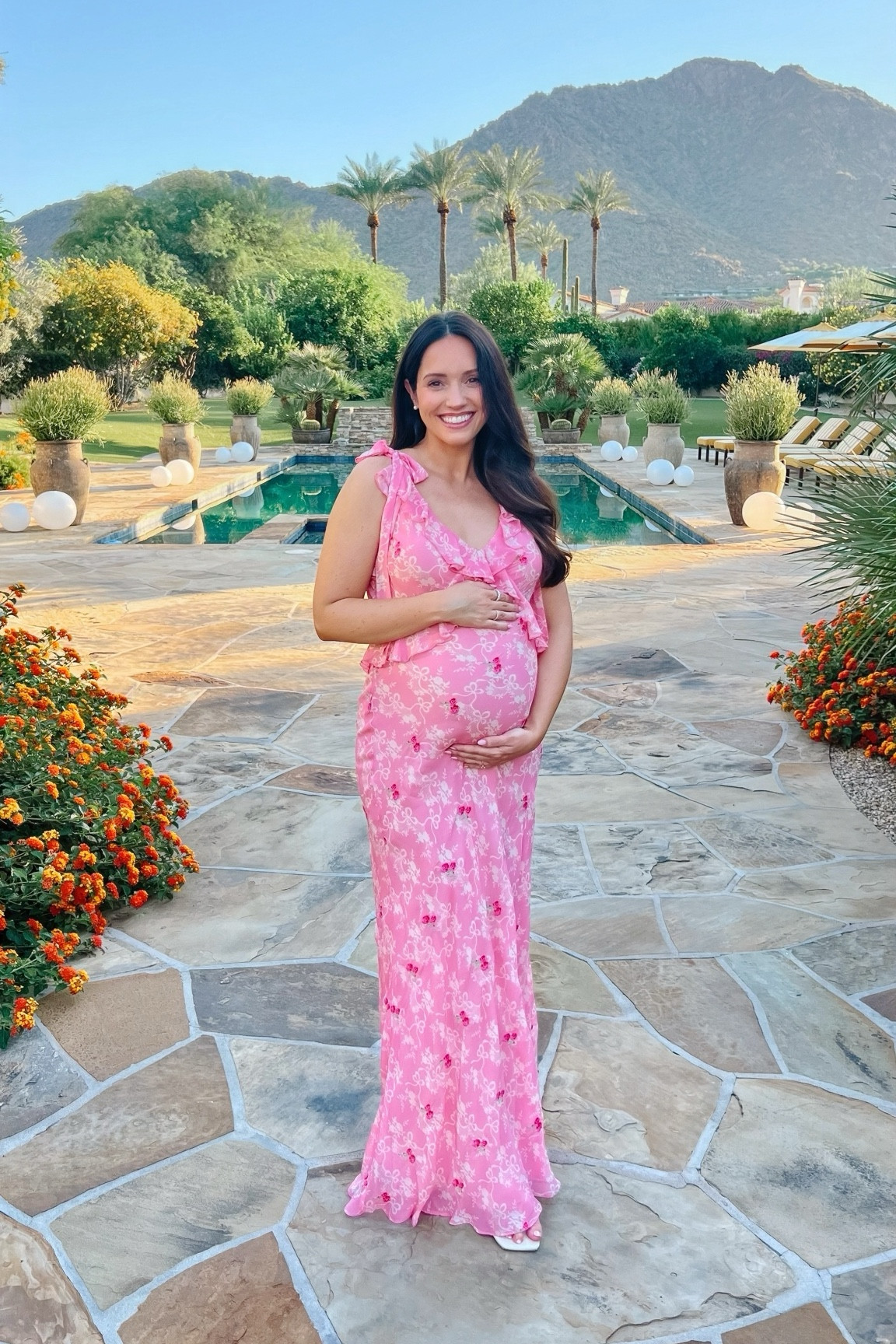 This LoveShackFancy dress was perfect for my baby girl baby shower 💗💕 I’m 31 weeks pregnant, wearing size 4 and the straps are adjustable! tags: LSF, pink dress, maternity dress, bump friendly 

#LTKBaby #LTKStyleTip #LTKBump