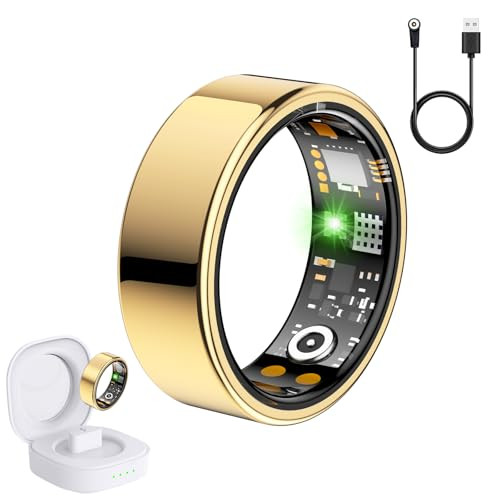 SEEVEN Smart Ring for Women Men, Fit Ring with Heart Rate, Blood Oxygen, HRV, Sleep Monitor, Stress, Step Counter, IP68 Waterproof Fitness Rings for iPhone & Android, No Subscription Fee (Gold, 12#) | Amazon (US)
