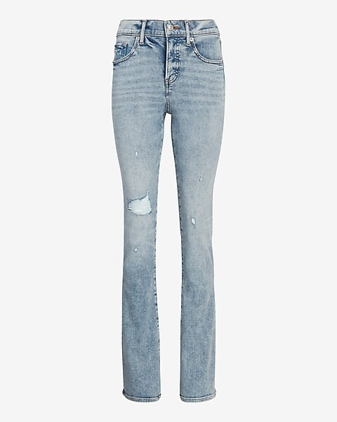 Mid Rise Light Wash Ripped Light Wash Skyscraper Jeans | Express