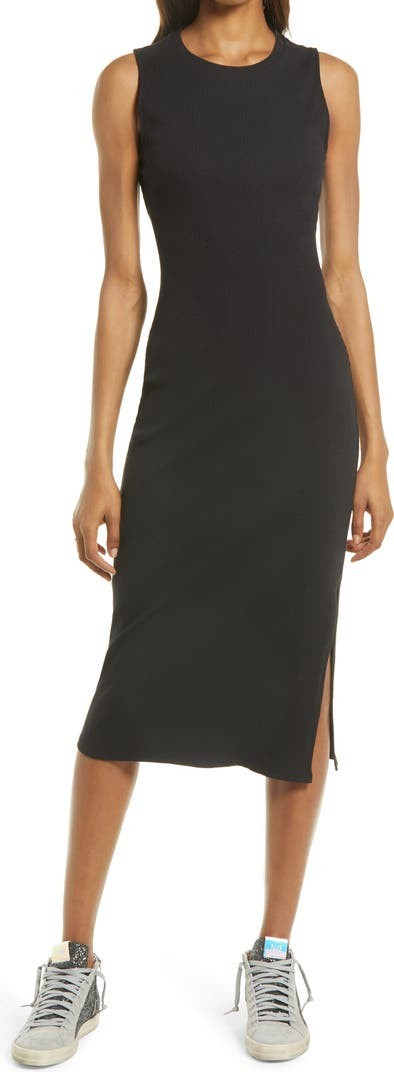 Rib Cutout Cotton Stretch Midi Dress | Nordstrom