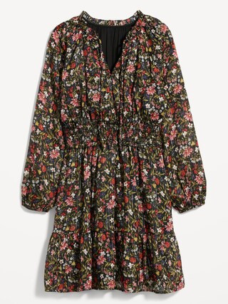 Waist-Defined Floral Shine Mini Dress for Women | Old Navy (US)