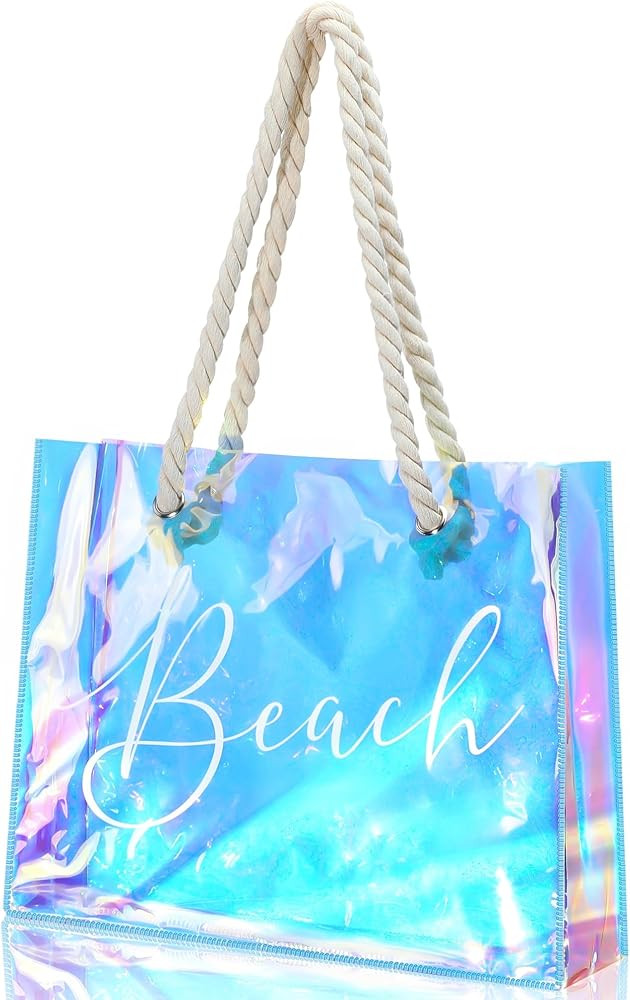 Sweetude Clear Beach Tote Bag Transparent PVC Beach Bag Women's Large Tote Bag Waterproof Stadium... | Amazon (US)