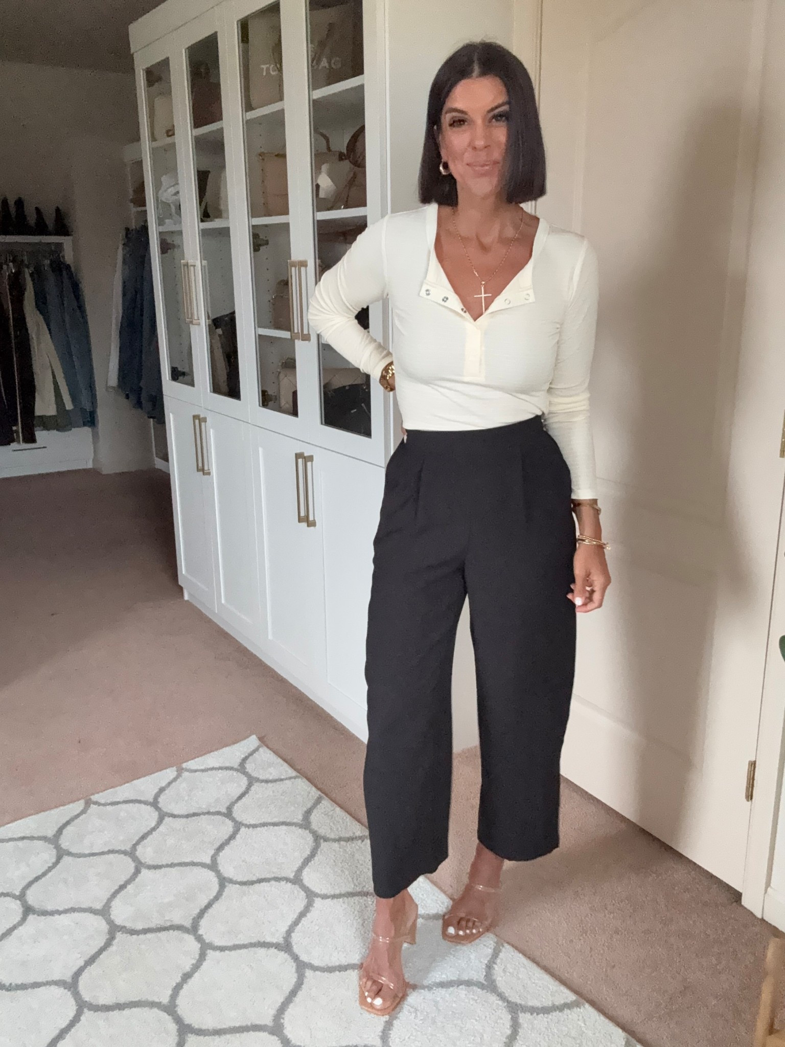 Size xs in top, size small in Target pants- but need size xs 

#LTKWorkwear #LTKFindsUnder100 #LTKSeasonal