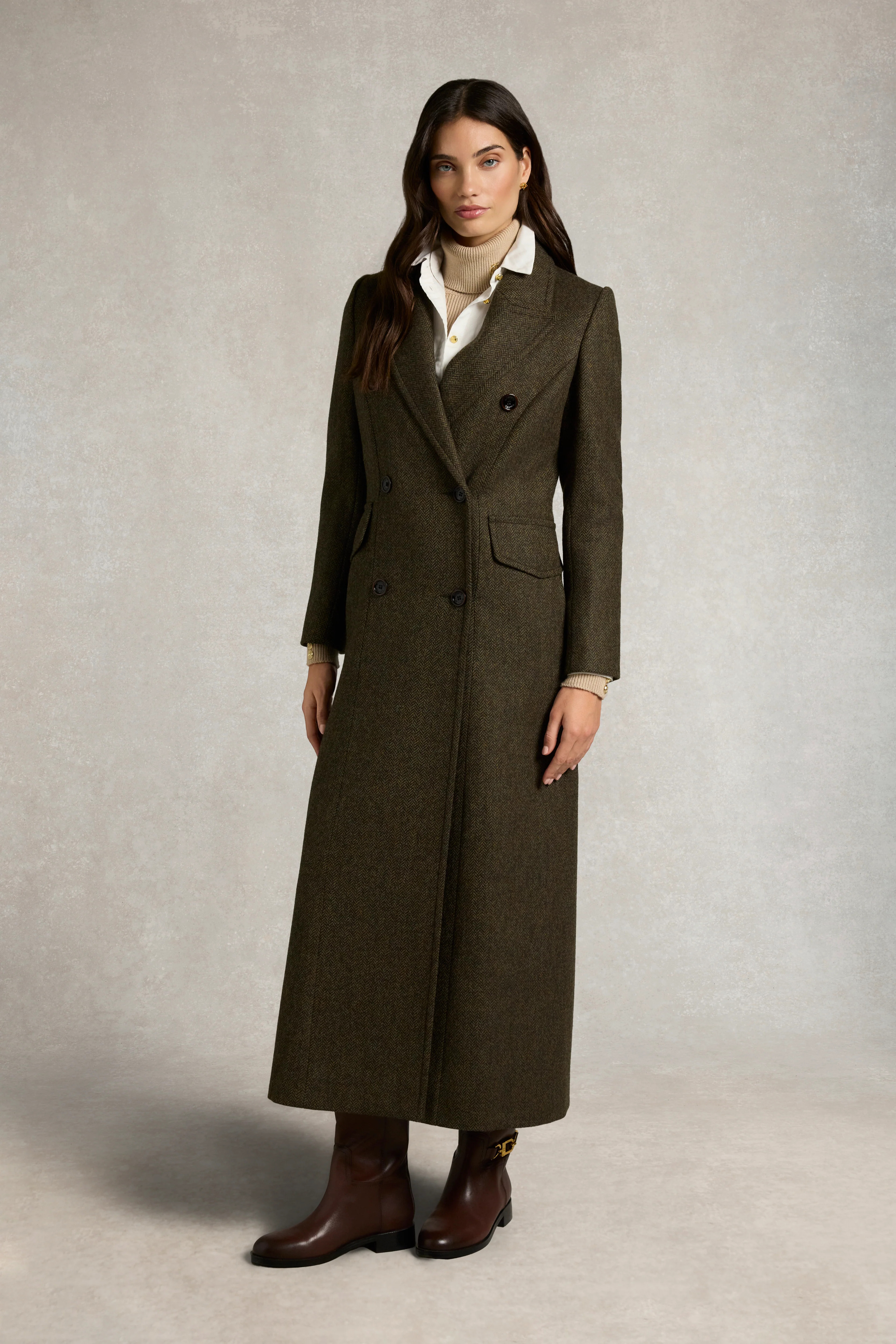 Kensington Coat (Dark Green Herringbone) | Holland Cooper