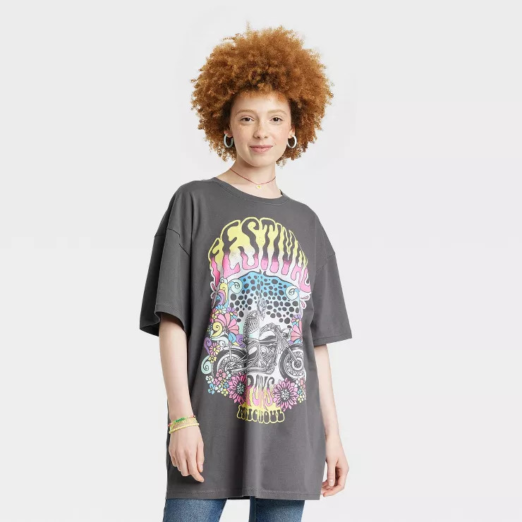 Women's Motorcycle Festival Short Sleeve Graphic T-Shirt Dress - Black | Target