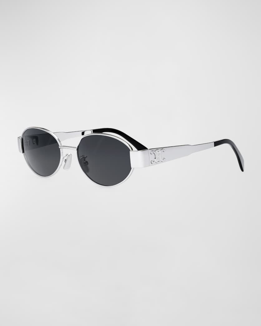 Triomphe Oval Metal Sunglasses | Neiman Marcus