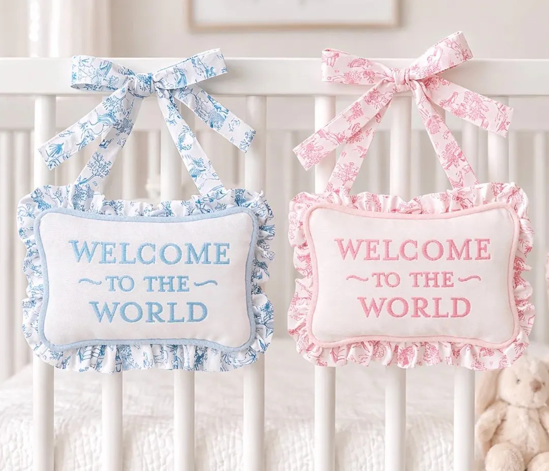 Baby Door Hanger Pillow | Welcome To The World Announcement Sign | Etsy (US)