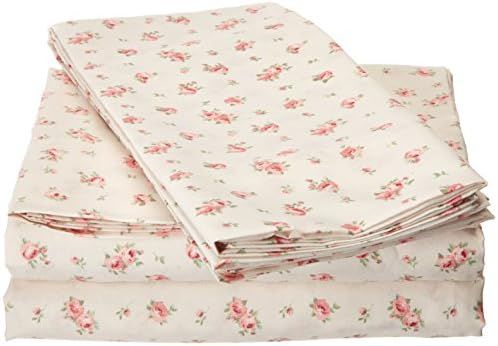 Amrapur Overseas | Luxuriously Soft 4-Piece 100% Microfiber Rose Printed Bed Sheet Set (White, Queen | Amazon (US)