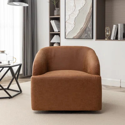 Broderic Faux Leather Swivel Barrel Chair | Wayfair North America