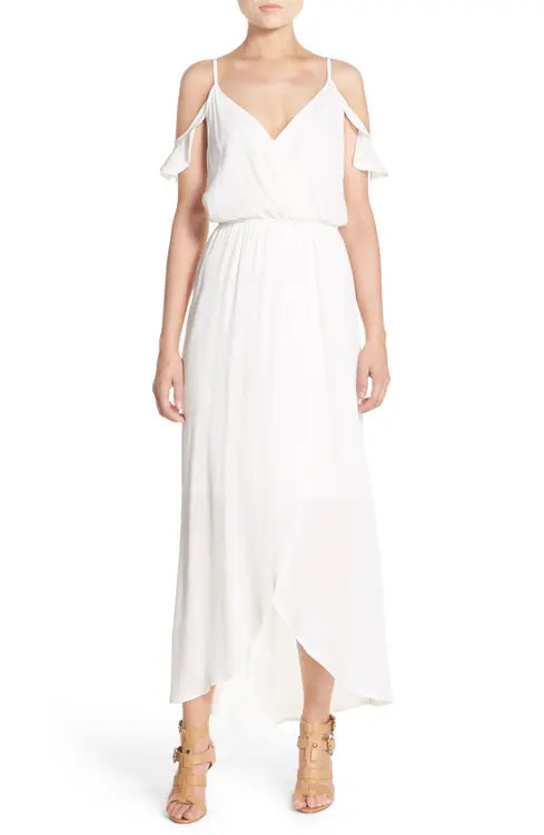 Fraiche by J Cold Shoulder Wrap Front Maxi Dress | Nordstrom