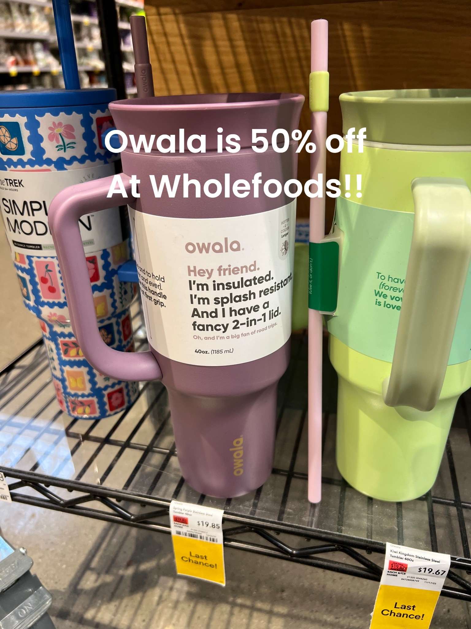 If you live near a Whole Foods head there now they have Owala 40 ounce stainless steel straw tumblers for 50% off. This one is usually $39.99 and they have it for under 20 bucks!  Such a good deal!! 

#LTKmomlife #LTKmorningroutine #LTKdayinmylife