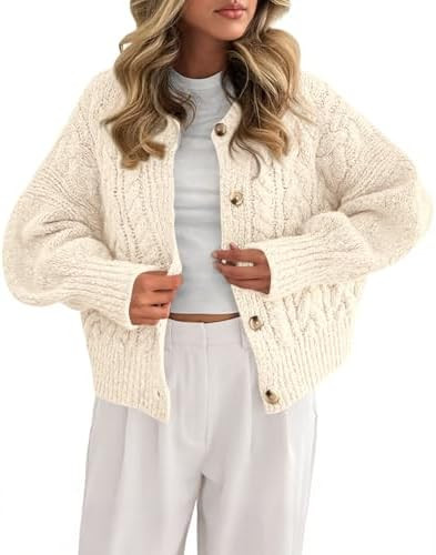 BTFBM Chunky Cardigan Sweaters for Women Fall Fashion 2025 Button Long Sleeve Loose Cable Knit Wi... | Amazon (US)