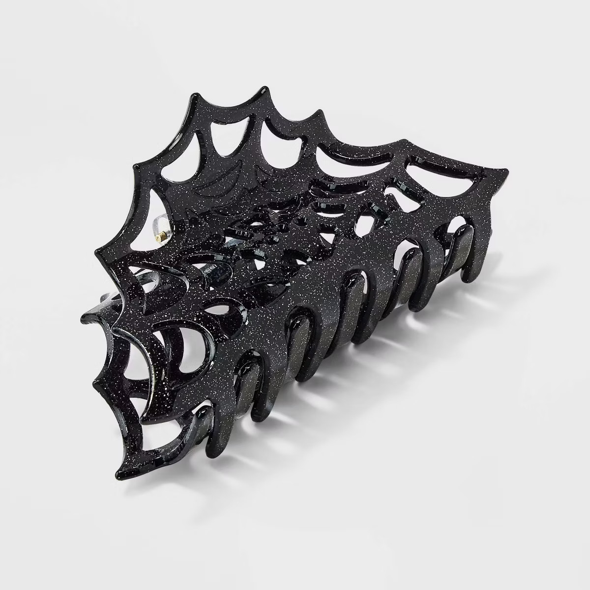 Halloween Glitter Spiderweb Claw Hair Clip - Black | Target