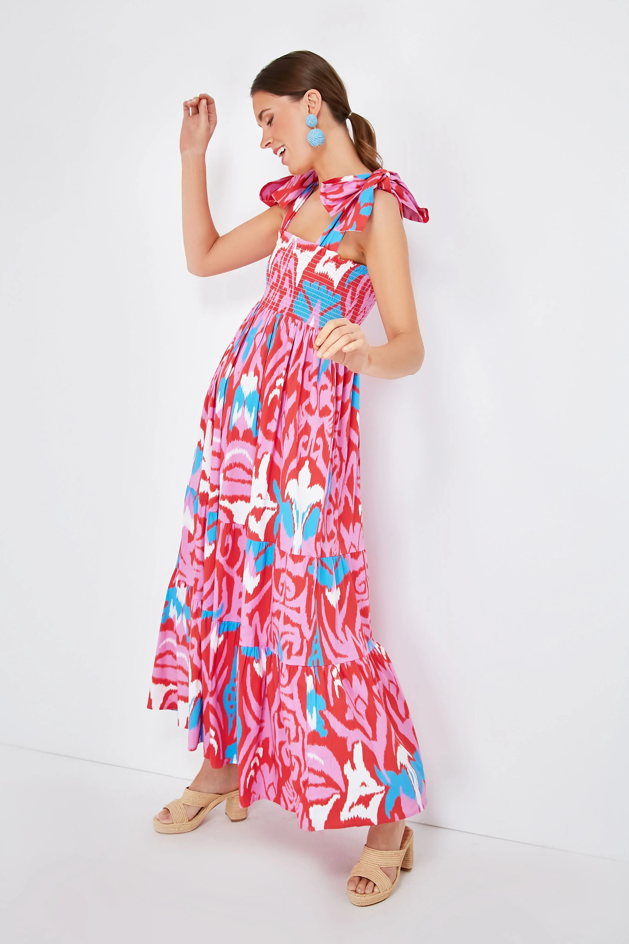 Exclusive Red Multi Tulip Ikat Kelly Dress | Tuckernuck (US)