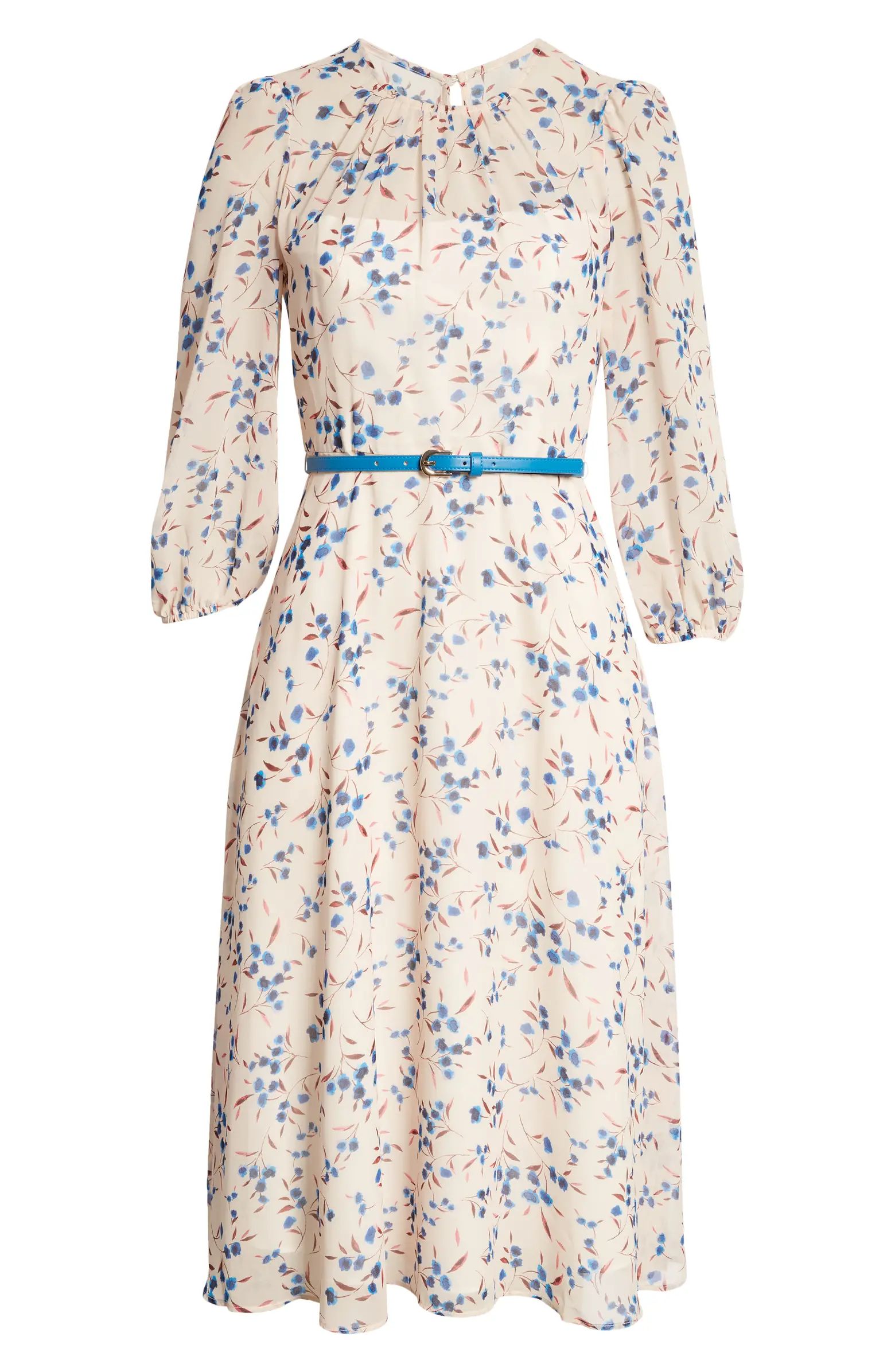 Harper Rose Floral Print Belted Midi Dress | Nordstrom | Nordstrom