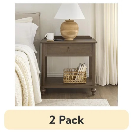 (2 pack) My Texas House Hartwell 1 Drawer Nightstand with USB, Heritage Oak | Walmart (US)