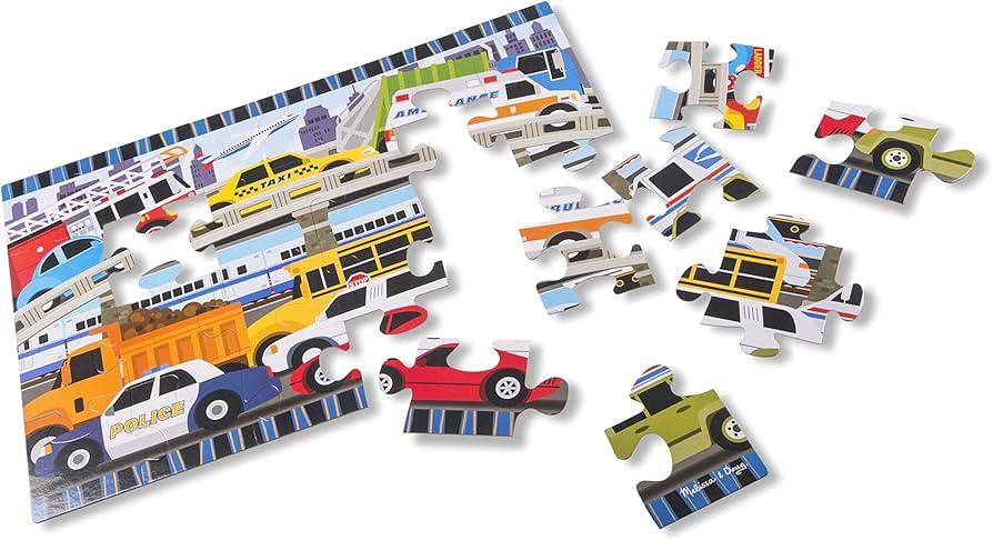 Melissa & Doug Traffic Jam Jumbo Jigsaw Floor Puzzle (24 pcs, 2 x 3 feet long) - Kids Vehicle Puz... | Amazon (US)