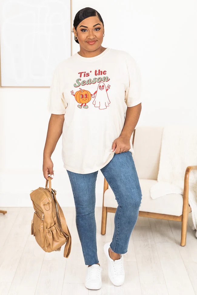 Tis The Season Retro Ivory Graphic Tee | Pink Lily