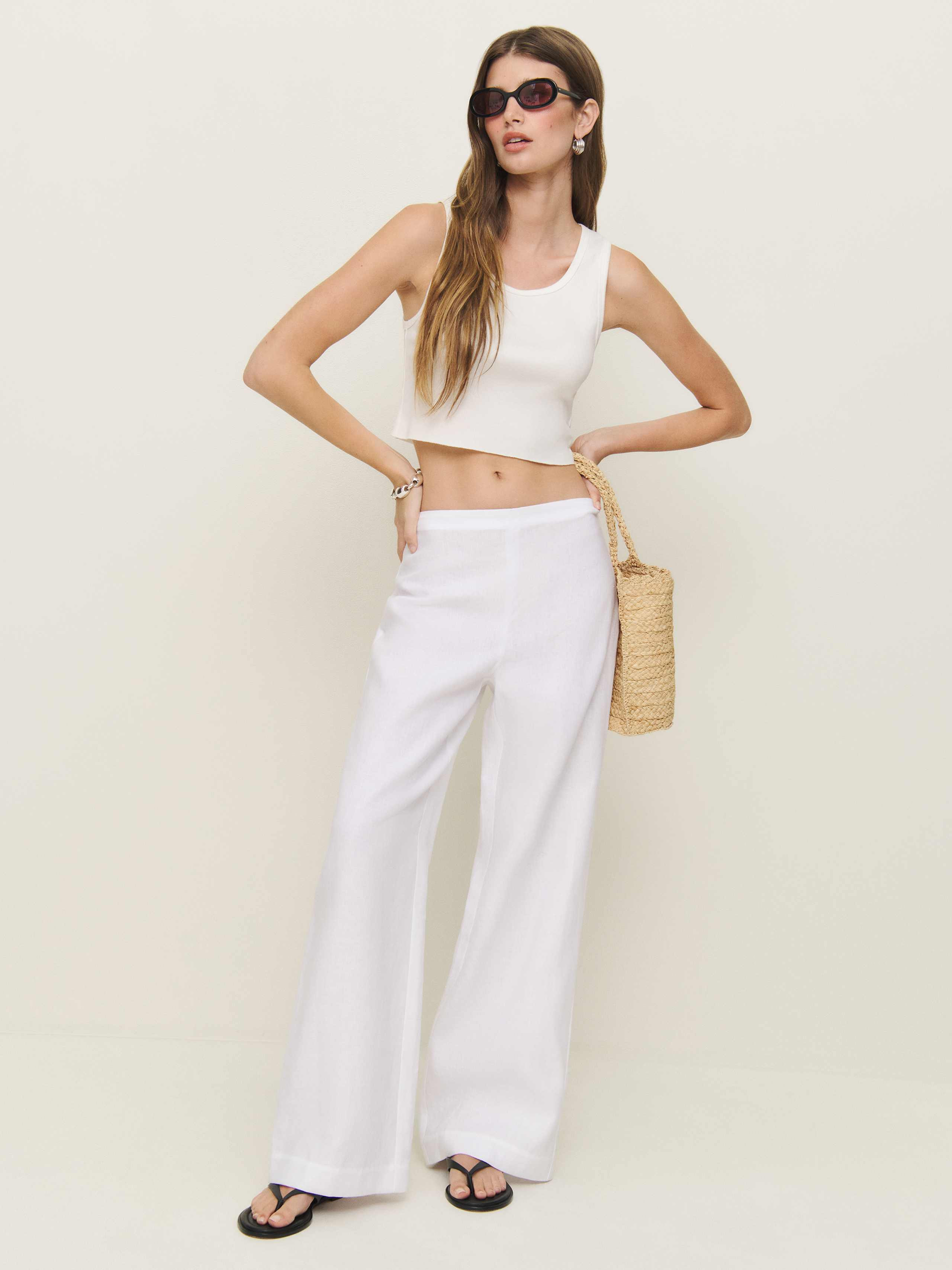 Petites Hallie Linen Pant | Reformation (Global)