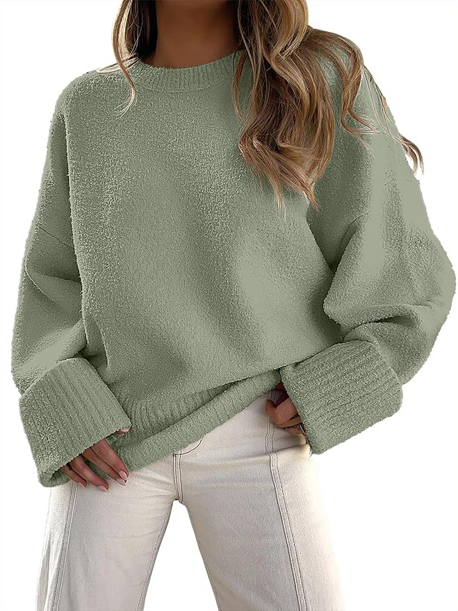 ANRABESS Women's Oversized Sweaters 2025 Long Sleeve Fuzzy Knit Casual Chunky Pullover Sweater Fa... | Amazon (US)