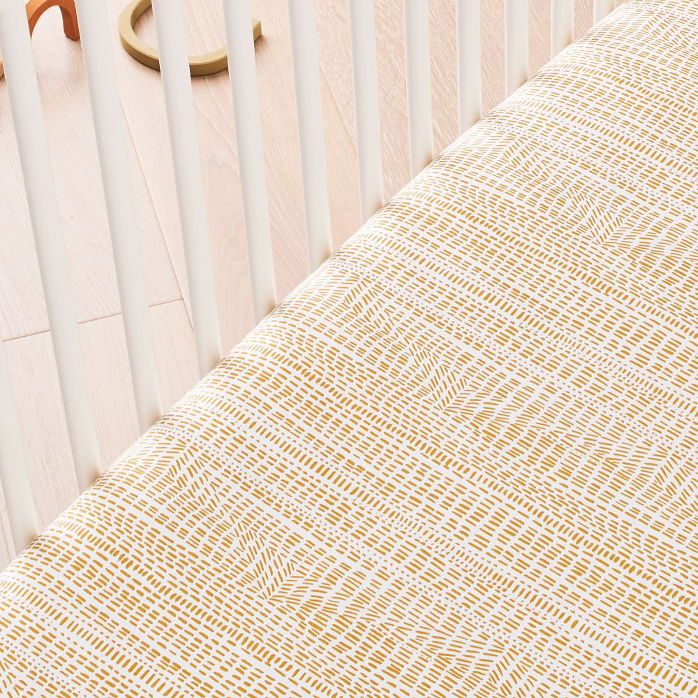 Organic Percale Bomu Crib Fitted Sheet, Dk Horseradish, WE Kids | West Elm (US)