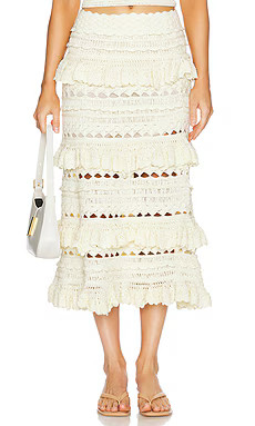 Zimmermann Waverly Crochet Midi Skirt in Cream from Revolve.com | Revolve Clothing (Global)