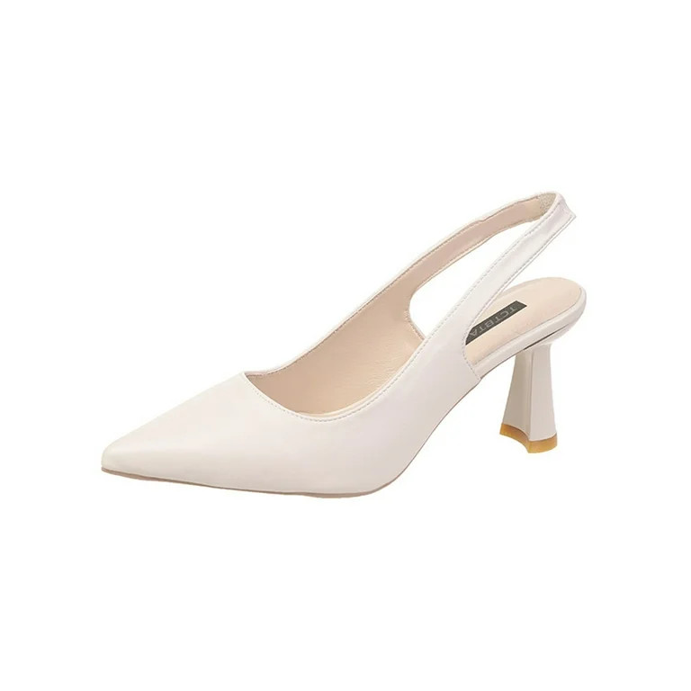 SIMANLAN Women Pumps Chunky Heeled Slingback Pointed Toe Sandals Ladies Lightweight High Heels Wo... | Walmart (US)