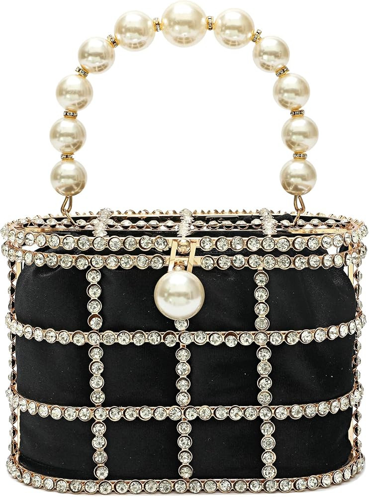 Evening Handbag Women Clutch Purses with Pearl Diamonds for Wedding Prom Birthday Party Dinner Acces | Amazon (US)