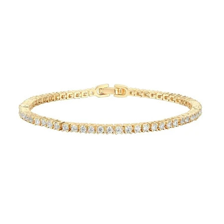 PAVOI 14K Gold Plated Cubic Zirconia Classic Tennis Bracelet | Yellow Gold Bracelets for Women | 6.5 Inches C29 | Walmart (US)