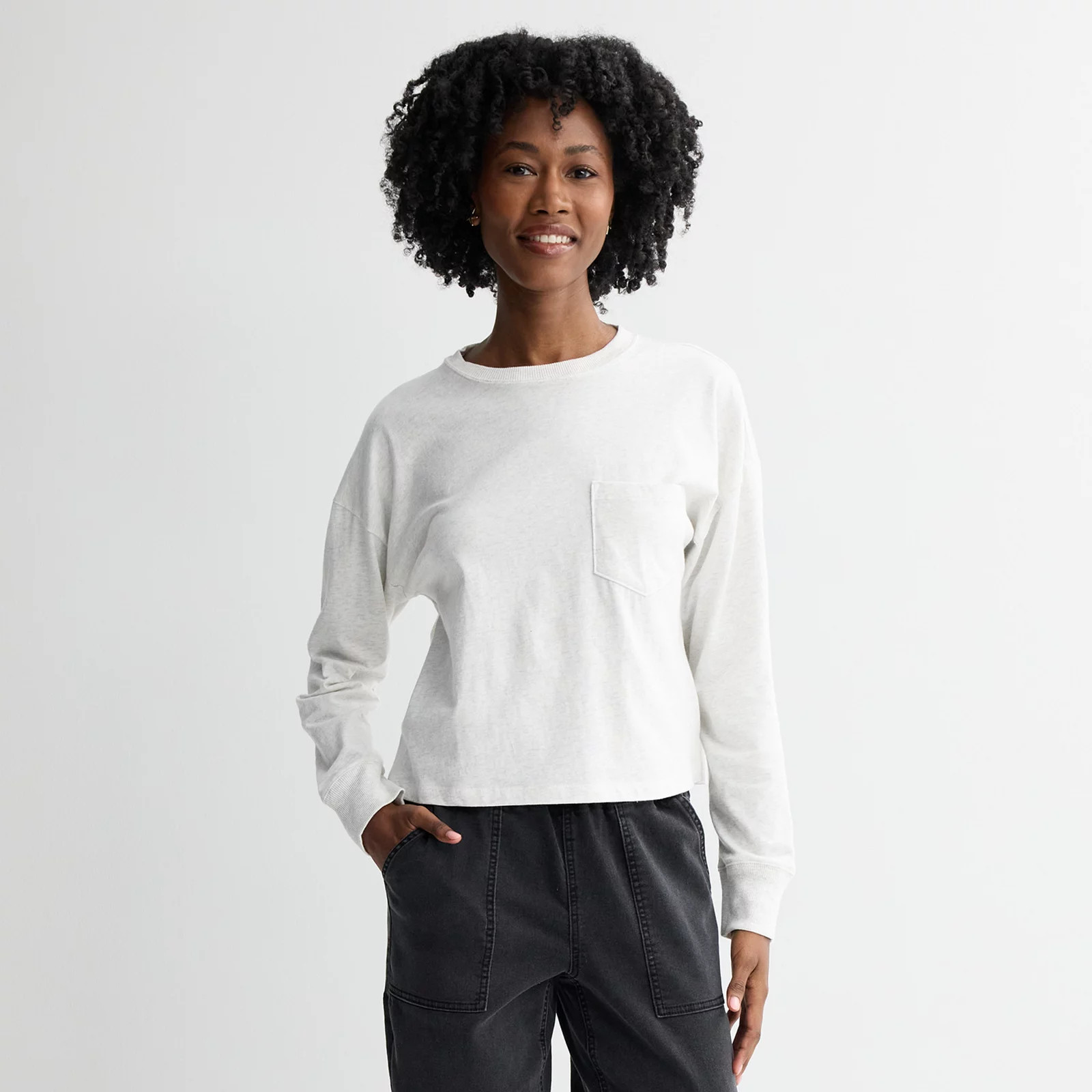 Juniors' SO\u00ae Boxy Long Sleeve Cropped TopSO | Kohl's