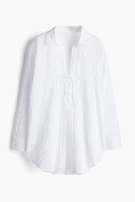 Lace up white shirt - swimsuit cover up 

#LTKfindsunder50 #LTKSeasonal #LTKstyletip
