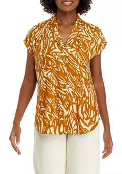 Chelsea & Theodore Women's Short Sleeve Printed Camp Shirt | Belk