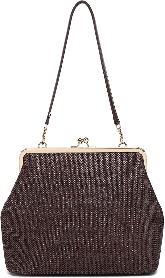 Dreubea Womens Large Minimalist Leather Evening Bag, Shoulder & Underarm Top Handle Clutch Purse | Amazon (US)