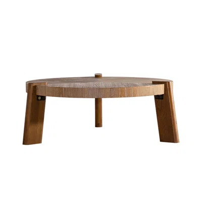 Wood Round Coffee Table For Living Room, Rustic Coffee Table For Apartment, Easy Assembly | Wayfair North America