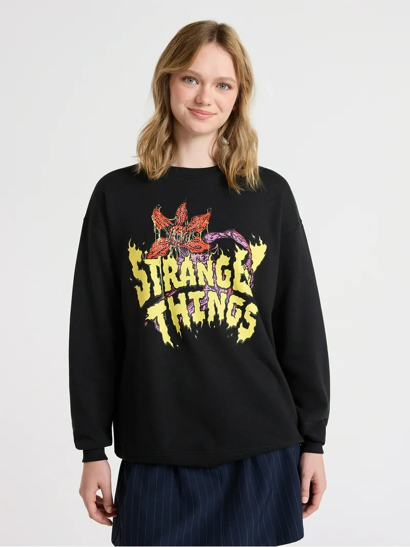 Netflix Stranger Things Oversized Fleece Sweatshirt from No Boundaries, Women’s Plus | Walmart (US)