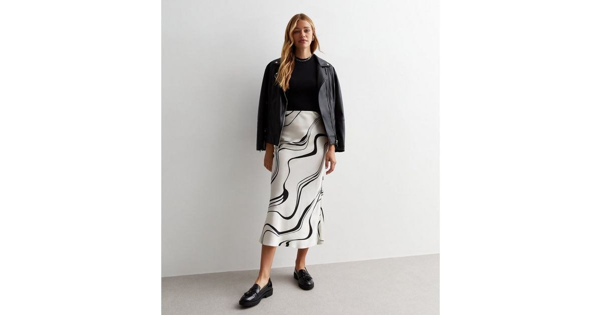 Off White Wave Print Satin Midaxi Skirt
						
						Add to Saved Items
						Remove from Saved I... | New Look (UK)